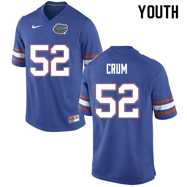 Youth #52 Quaylin Crum Florida Gators College Football Jersey Blue